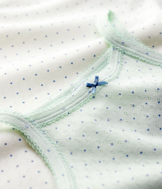 Set van 2 opengewerkte meisjes shirts met schouderbandjes van biologisch katoen variante 1
